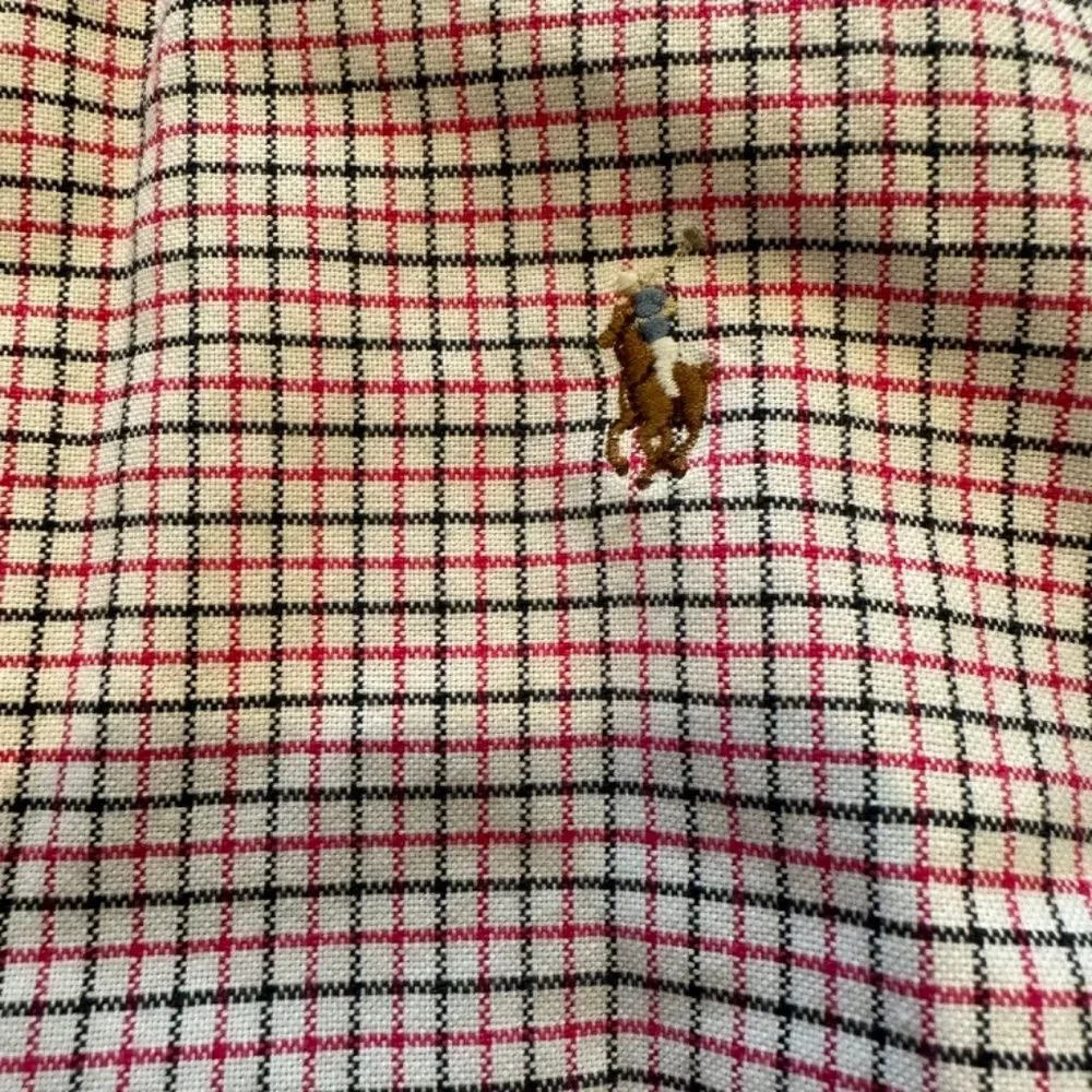 Boy’s Ralph Lauren Red & Blue Plaid Button Front Shirt - Size Large - EUC
